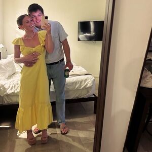 Farm Rio Ruffled Sweetheart Maxi Dress - S Petite